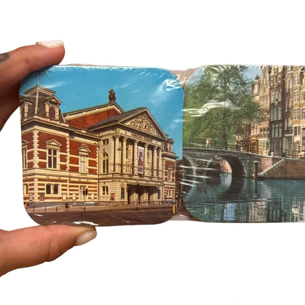 AMSTERDAM‎ Netherlands Vintage Travel Souvenir Collectible 6 Coasters Set C72Q